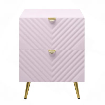 Glamourous 1Pc Nightstand 2X Dovetail Drawers Faux Alligator Embossed Fronts Bedroom Furniture | Wayfair North America