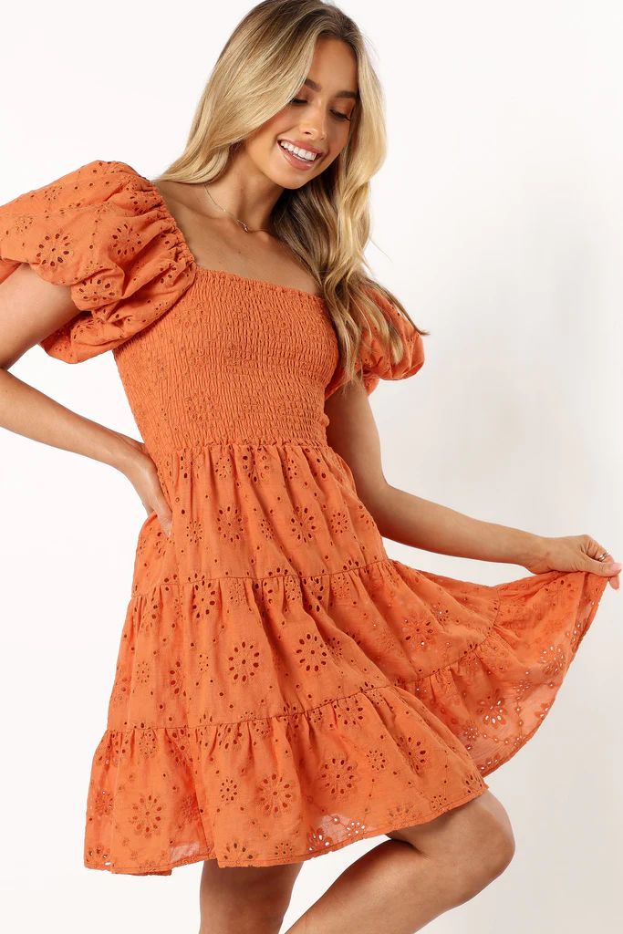 Carmello Puff Sleeve Mini Dress - Orange | Petal & Pup (US)