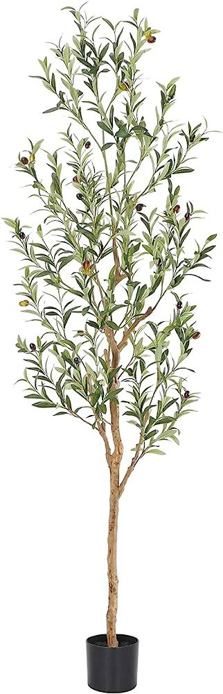Amazon.com: Bellacat Faux Olive Tree 6ft，Olive Trees Artificial Indoor with Natural Wood Trunk ... | Amazon (US)