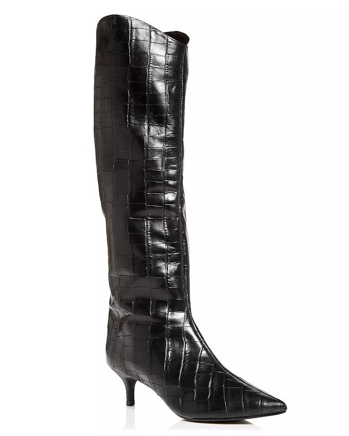 Women's Abbey Croc Embossed Kitten Heel Boots | Bloomingdale's (US)