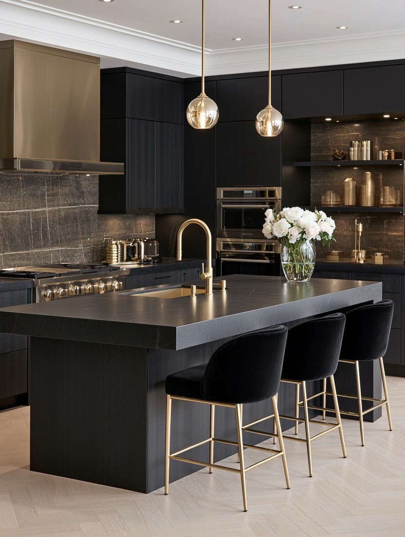 If an all-black kitchen isn’t your style, steal the details instead.

You don’t need dark cabinetry or a complete renovation to bring this bold, elegant look home. Two details from this kitchen can work beautifully in almost any space: black velvet bar stools with brushed gold legs + a brushed gold faucet.

Black velvet adds softness, texture and just enough contrast, while brushed gold brings warmth and elegance. Together, they work with white kitchens, natural wood, cream, sage, navy, taupe—or even an existing kitchen that simply needs a refresh.

That’s one of our favorite Elegant & Driven principles: you don’t have to recreate the entire room. Find the details that make it special and bring those home.

If you have a kitchen island, these two swaps alone can make it feel completely refreshed.

Explore our edit for black velvet bar stools and brushed gold faucets to recreate the look.

#KitchenStyle #BlackAndGold #KitchenRefresh #ElegantAndDriven 

 #LTKHome