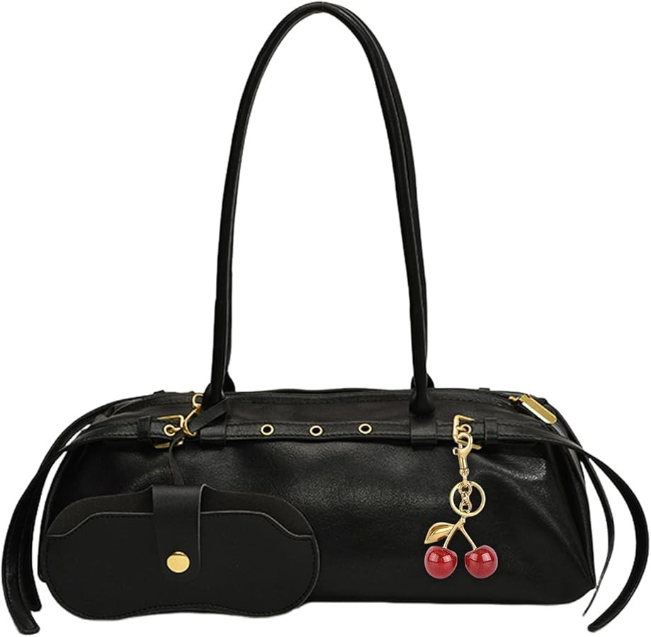 Boston Shoulder Bags for Women Cherry Purse Underarm Bag PU Leather Casual Bowling Bag Purse Retr... | Amazon (US)