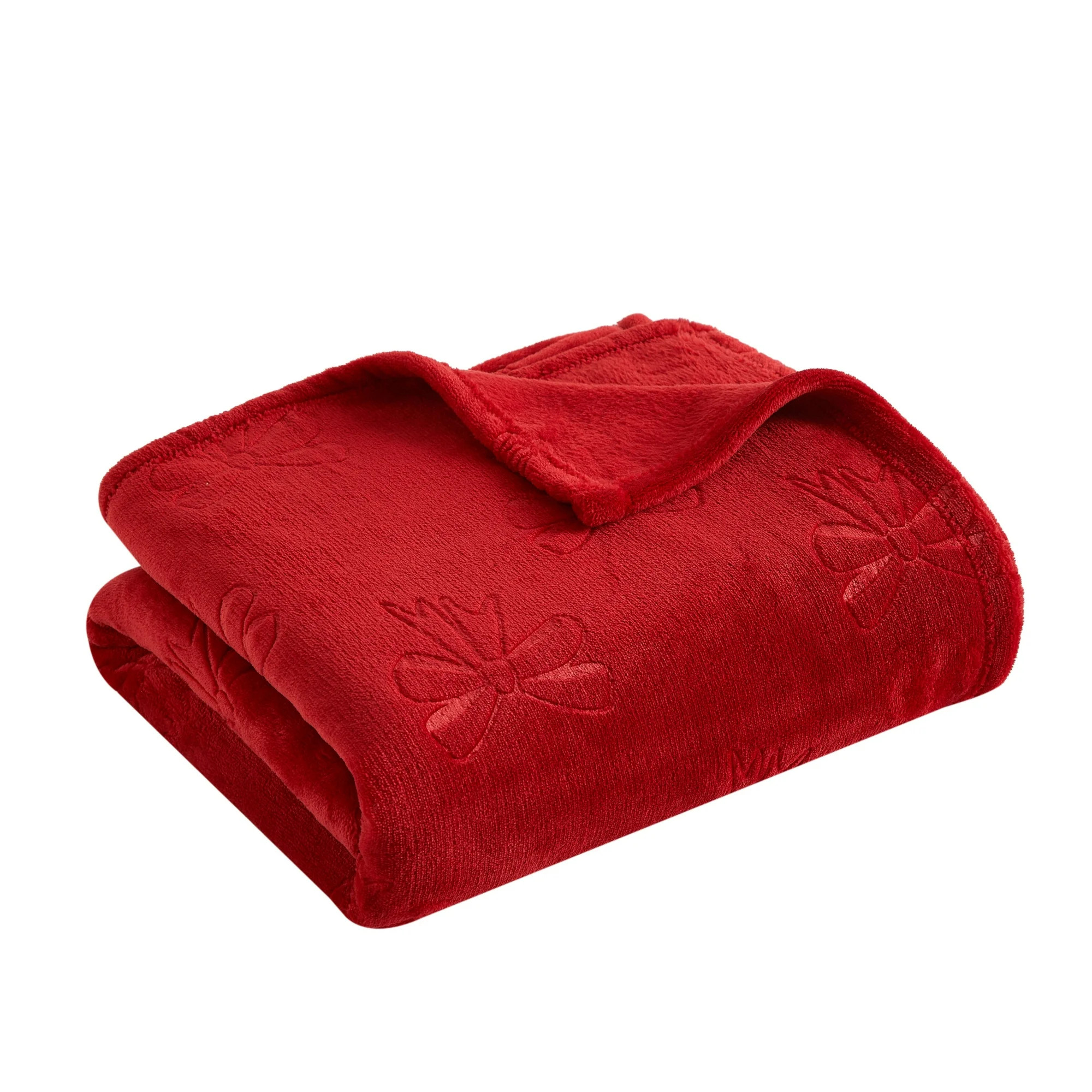 Holiday Time Cozy Christmas Plush Embossed Bows Throw Blanket, Standard Size, All Ages | Walmart (US)