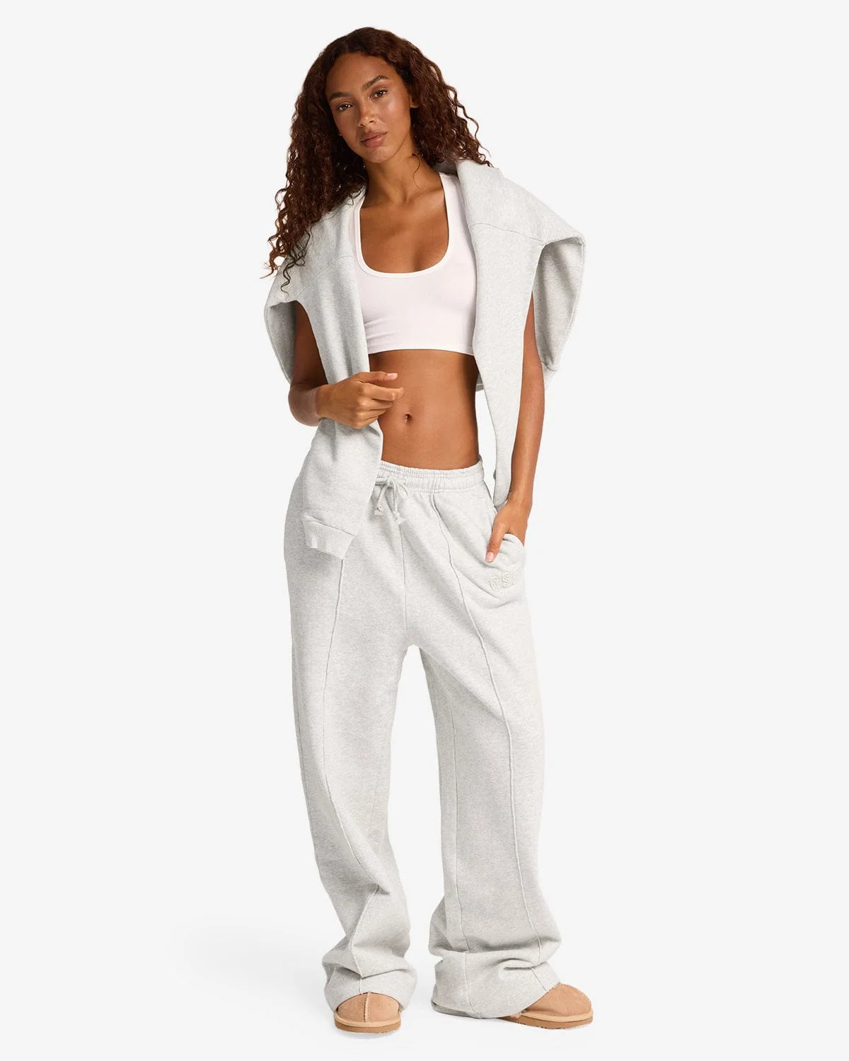 CSB Wide Leg Sweatpants | Snow Marle | Crop Shop Boutique US