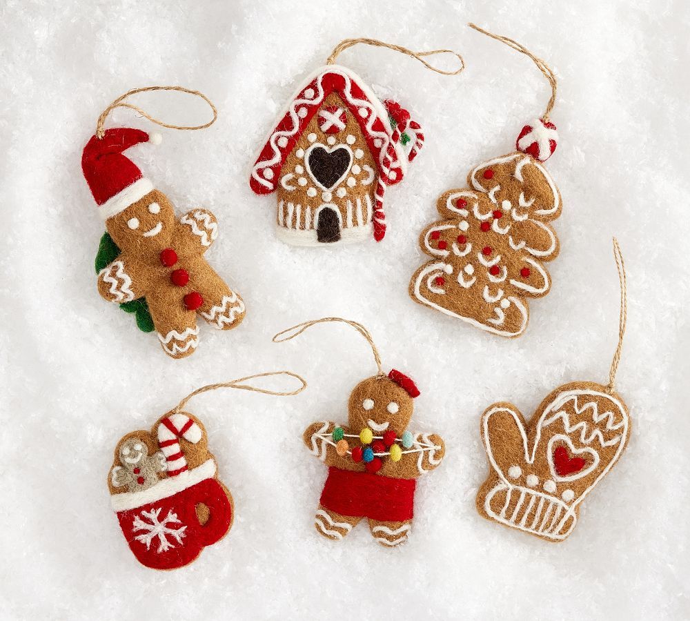 Gingerbread Felt Ornaments - Set of 6 | Pottery Barn (US)