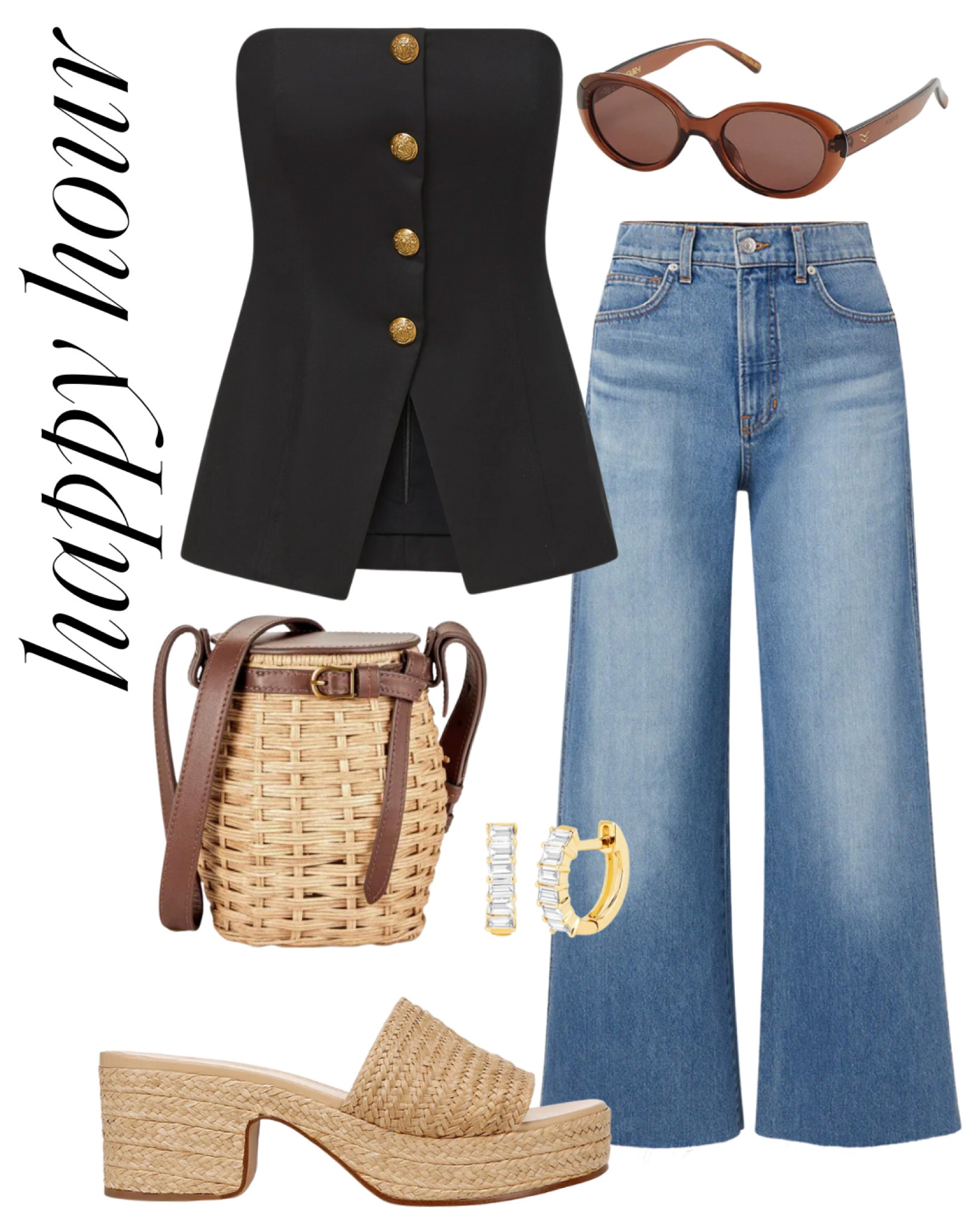 Spring happy hour outfit 🖤 Black spring top, wide leg jeans, spring drinks outfit, spring crossbody bag

#LTKfindsunder100 #LTKSeasonal