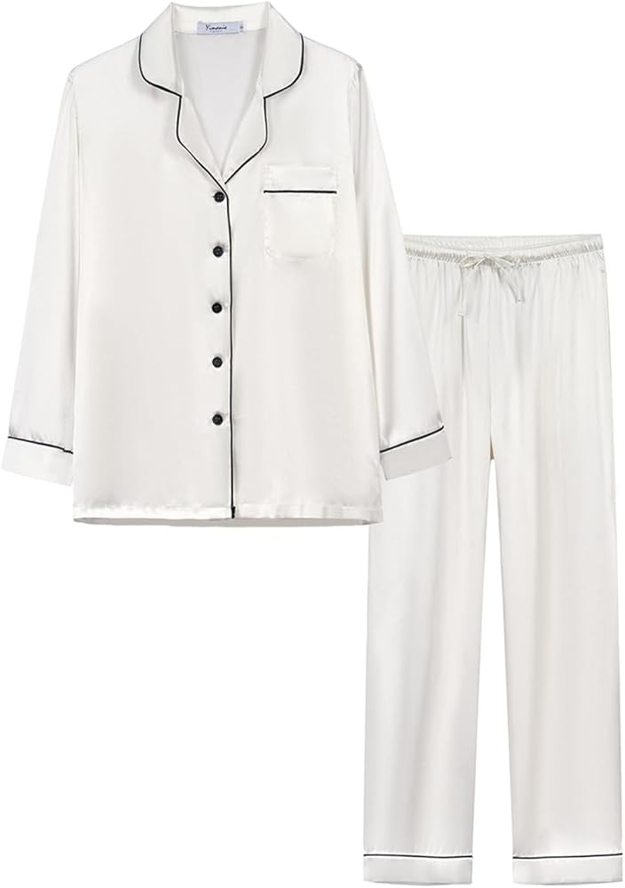 YIMANIE Womens Pajamas Silk Satin Pajama Sets for Women Soft Button Down Womens Loungewear Set wi... | Amazon (US)