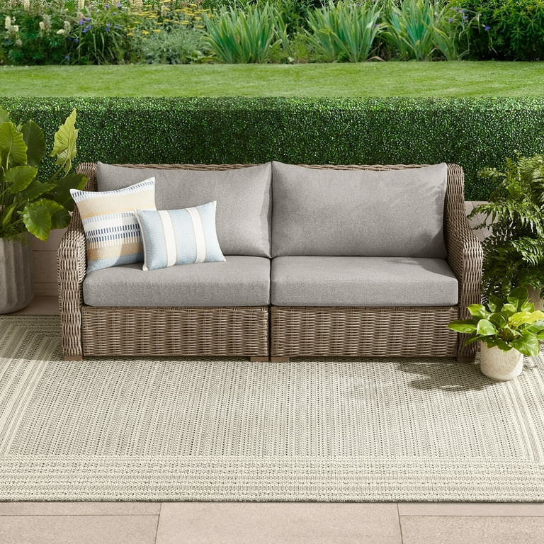 Better Homes & Gardens Bellamy Outdoor 1pc Sofa, Gray Wicker/Gray Cushion | Walmart (US)