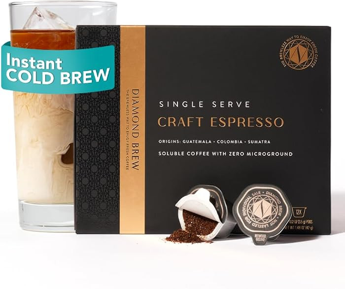 Luxury Instant Espresso - 160mg Caffeine, Hot or Iced Instant Coffees, Cold Brew Coffee, Double S... | Amazon (US)