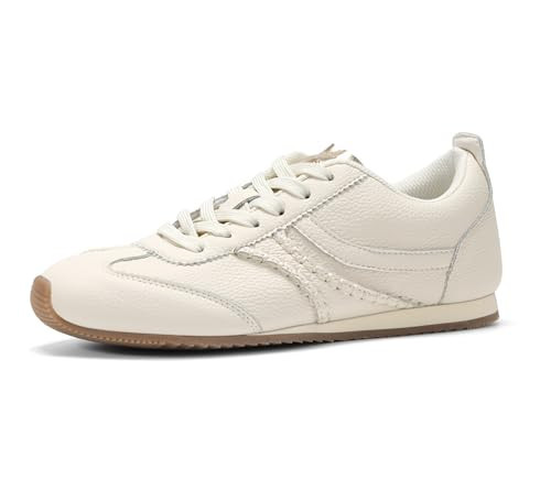 LUCKY STEP Women's Fashion Sneakers Low Profile Thin Sole,Beige,8.5 | Amazon (US)