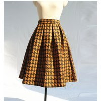 Vintage Yellow Plaid Midi Wool Skirt Girl Women's More Size Custom Fall Winter Pleated Skirts For Women | Etsy (US)