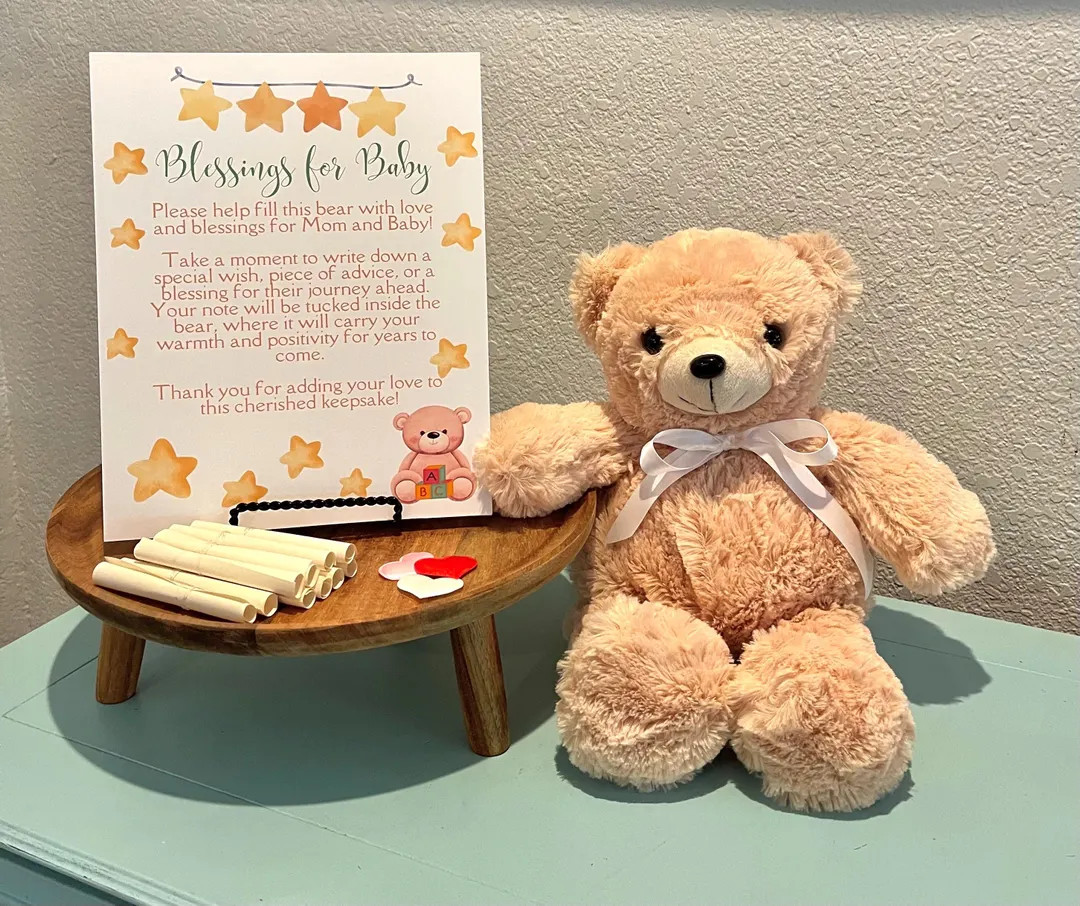 Blessings Teddy Bear Keepsake: Baby Shower, Baptism Guest Book Alternative - Etsy | Etsy (US)