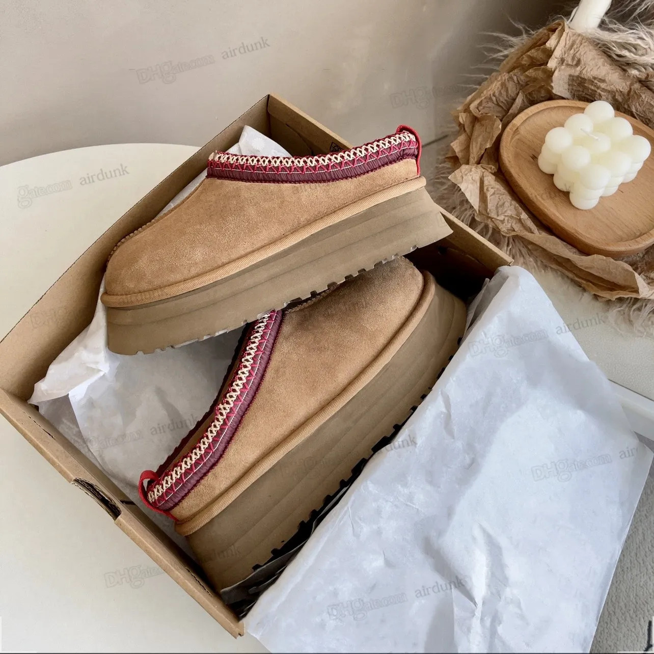 Womens Tazz Slippers Fur Slides Classic Ultra Mini Platform Boot Tasman Slip-on Les Petites Suede... | DHGate