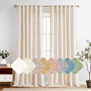 jinchan Linen Beige Curtains 84 Inches Long for Living Room Farmhouse Rod Pocket Back Tab Light F... | Amazon (CA)