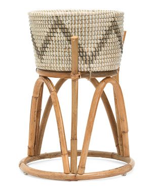 Seagrass Basket With Rattan Stand | TJ Maxx