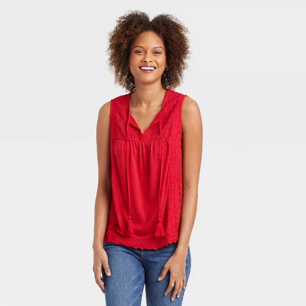 Women's Eyelet Lace Rib Knit Tank Top - Knox Rose™ | Target