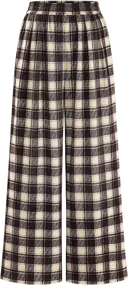 PRETTYGARDEN Casual Women's Pants 2025 Elastic Waist Palazzo Long Pajama Wide Leg Trousers Knit F... | Amazon (US)