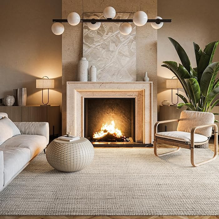 nuLOOM Ashli Solid Farmhouse Jute Area Rug, 6x9, Off-White | Amazon (US)