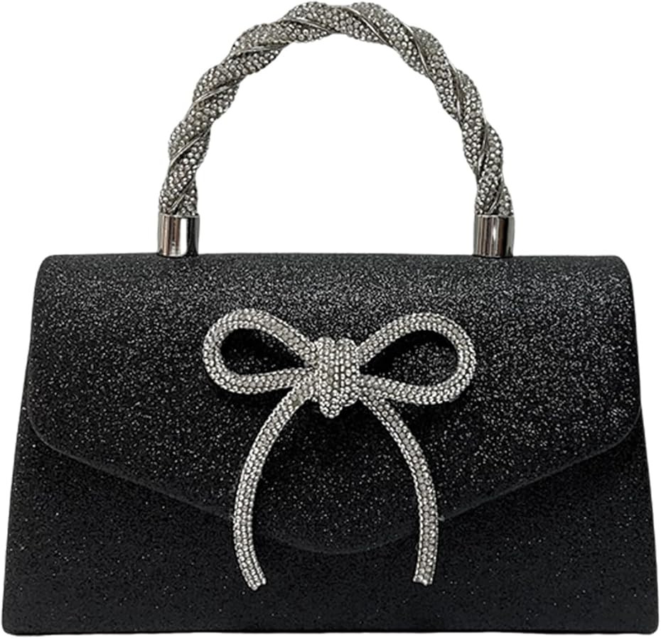 Women's evening bag sparkling bow clutch wedding glitter rhinestone clutch formal handbag suitabl... | Amazon (US)