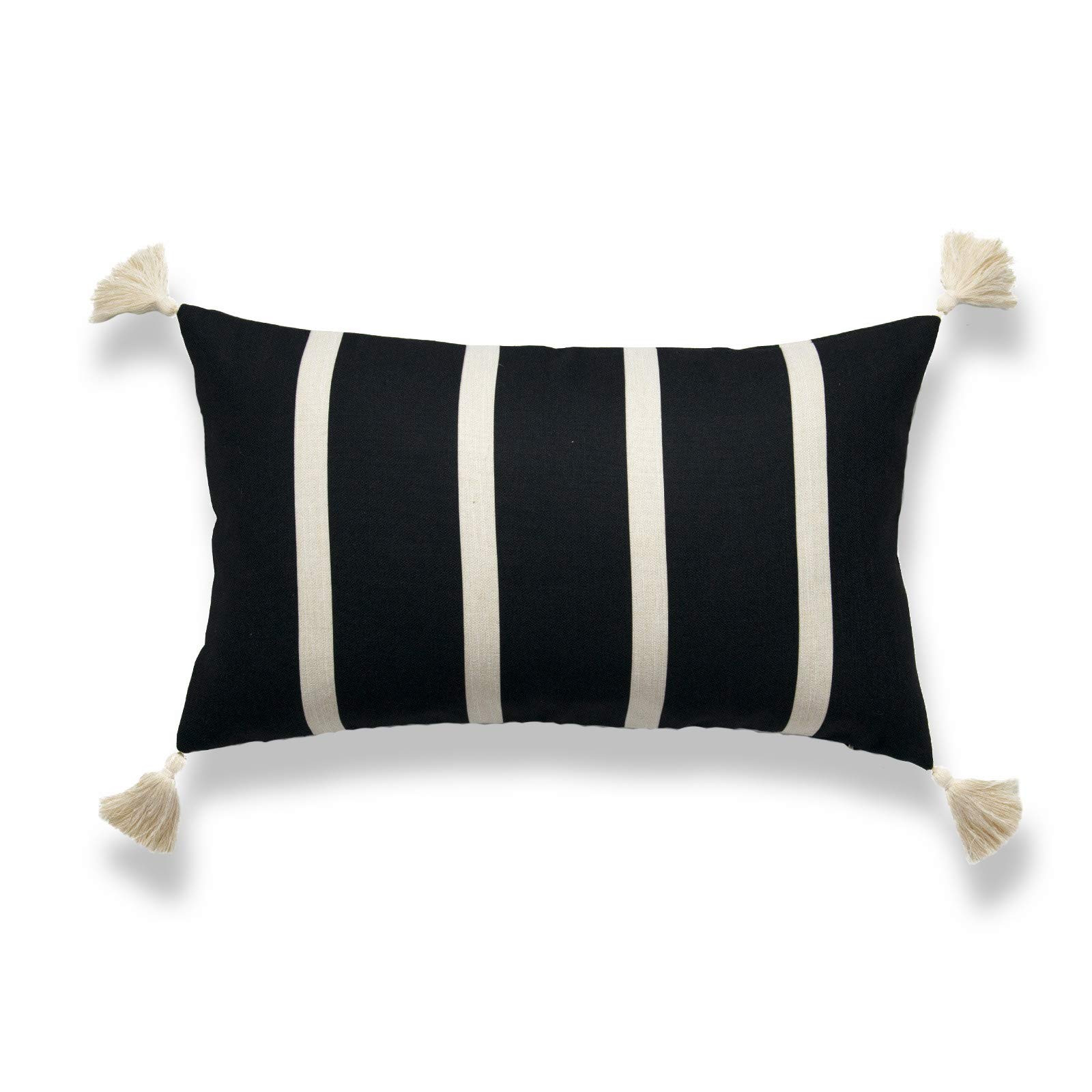 Hofdeco Coastal Decorative Throw Pillow Cover Only, for Couch, Sofa, or Bed, Navy Blue Solid Tass... | Amazon (US)