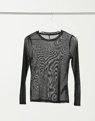 Only mesh long sleeved top with black dots | ASOS (Global)