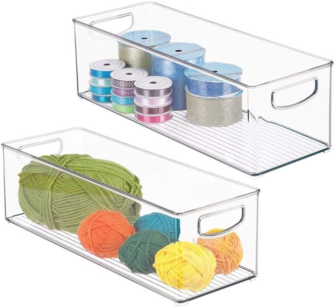 mDesign Plastic Craft Room Organizer - Basket Storage Holder Bin with Handles for Home, Classroom... | Amazon (US)