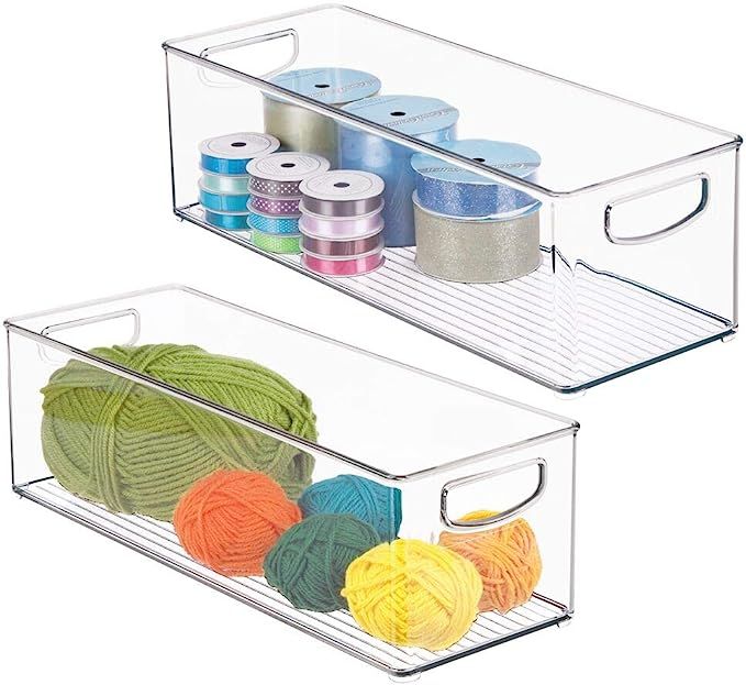 mDesign Plastic Craft Room Organizer - Basket Storage Holder Bin with Handles for Home, Classroom... | Amazon (US)