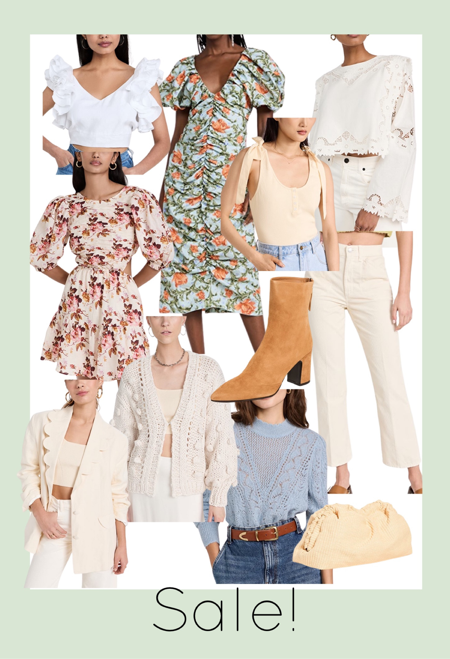 Shopbop sale. Winter fashion. Sweaters. Scalloped blazer. Floral dresses for vacation. Cream pants. Clutch. White ruffle top. White lace top. White bow tie tank top. Cardigans. Brown suede ankle boots
.
.
.
.
…. #ltkseasonal 

#LTKstyletip #LTKsalealert #LTKtravel