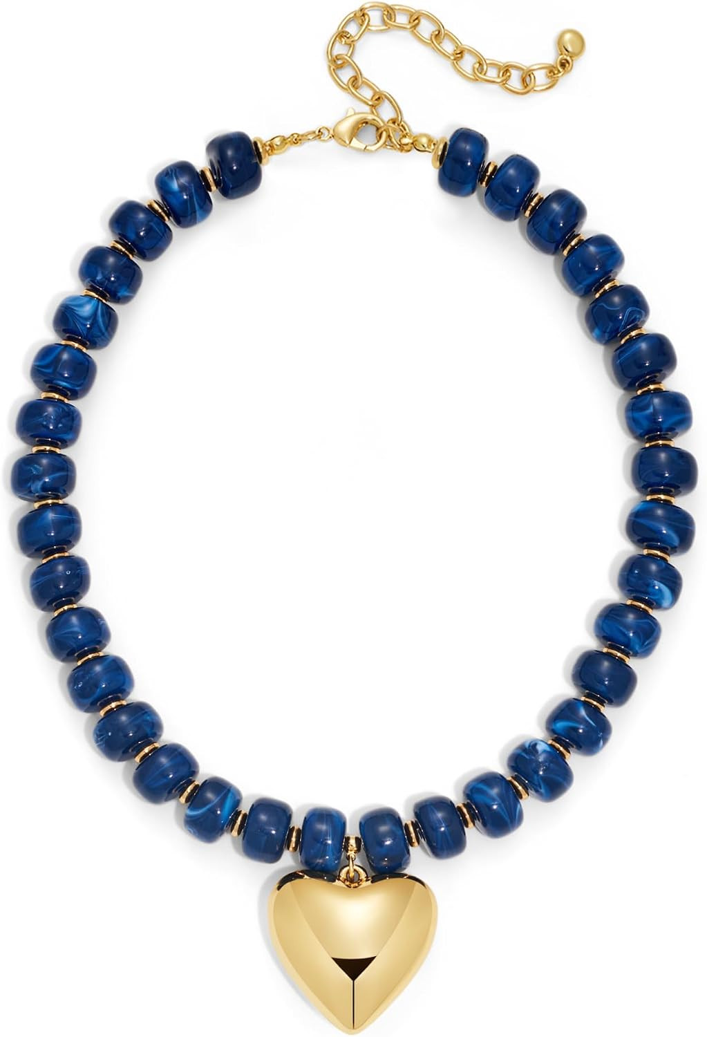 WOWORAMA Chunky Heart Necklaces for Women Colorful Resin Beaded Choker Necklace Gold Puffy Heart Statement Necklace Trendy Acrylic Choker Jewelry | Amazon (US)