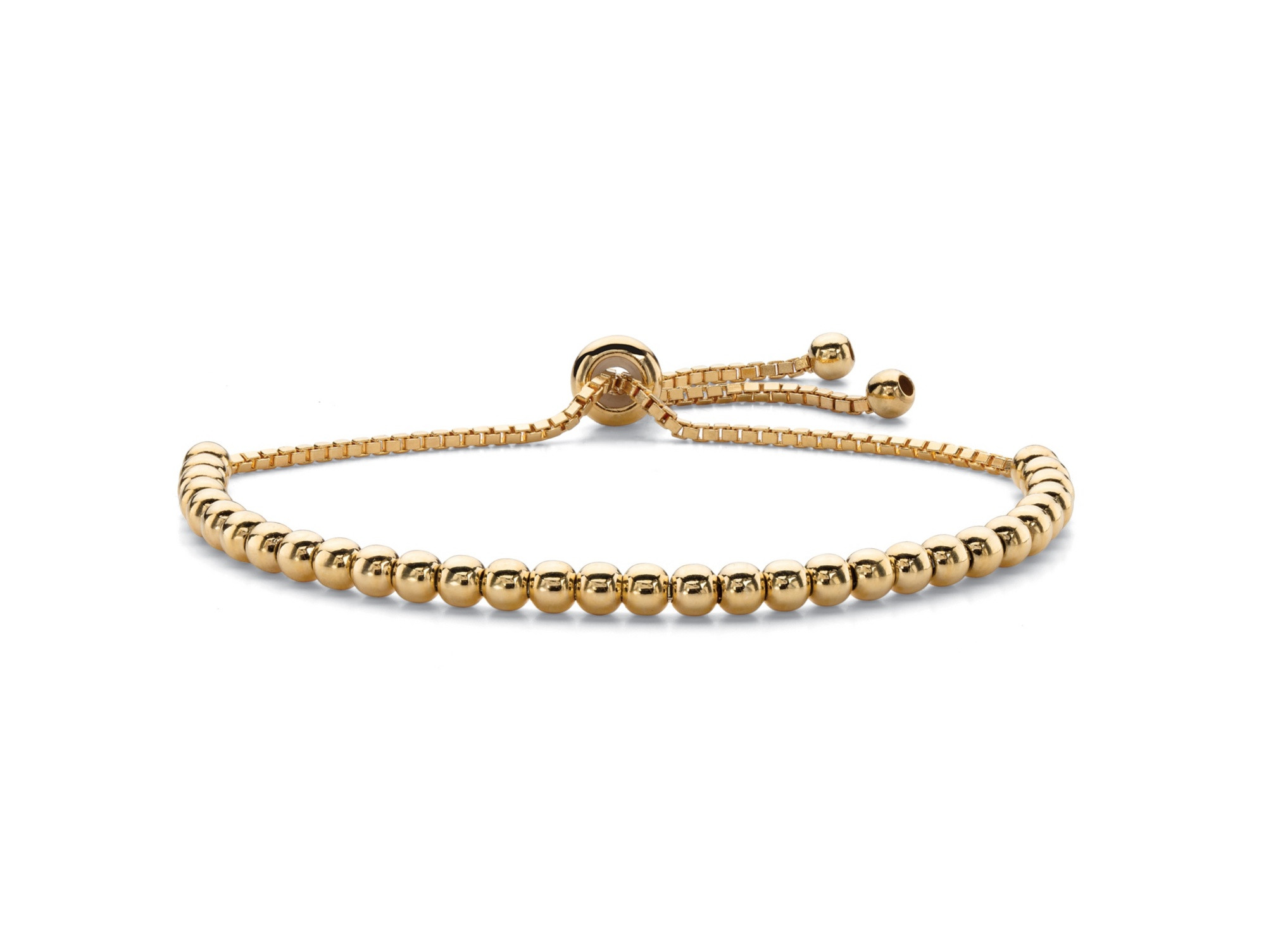 Beaded Adjustable Drawstring Slider Bracelet 14k Yellow Gold-Plated 10" | Walmart (US)