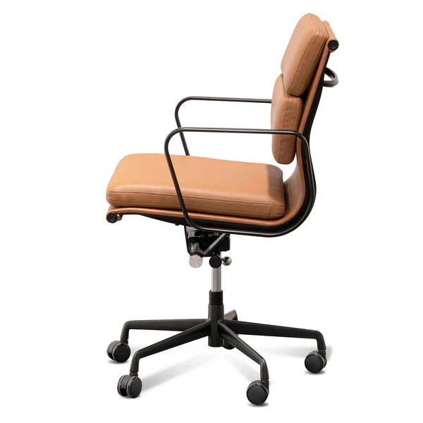 Ashton Low Back Office Chair - Saddle Tan in Black Frame | Interior Secrets | Interior Secrets