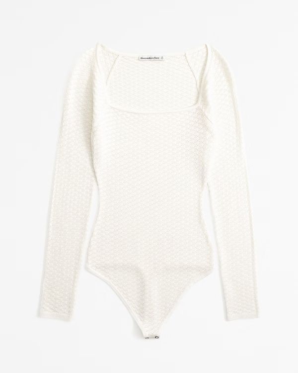 Women's Pointelle Squareneck Bodysuit | Women's Clearance | Abercrombie.com | Abercrombie & Fitch (US)