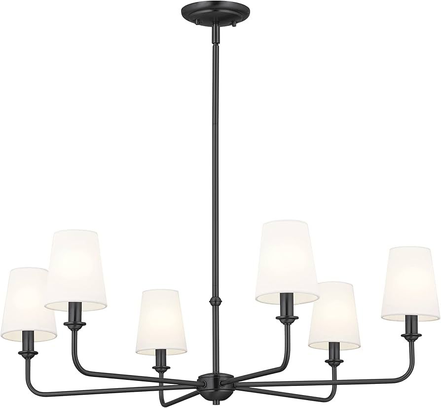 Kichler Pallas 6-Light Chandelier in Black, Classic Ceiling Light Fixture with Optional Bell Tape... | Amazon (US)