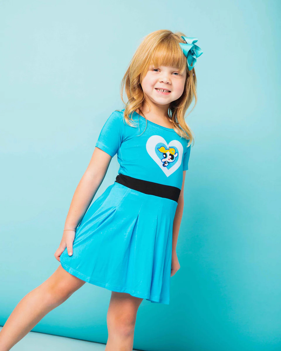 The Powerpuff Girls™ Bubbles Girls Pleated Dress & Shorts Set | Bums & Roses