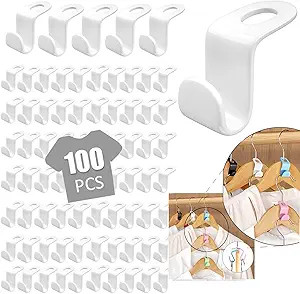 Wemfg 100 PCS White Clothes Hanger Connector Hooks， Plastic Mini Cascading Hooks Organizer for ... | Amazon (US)