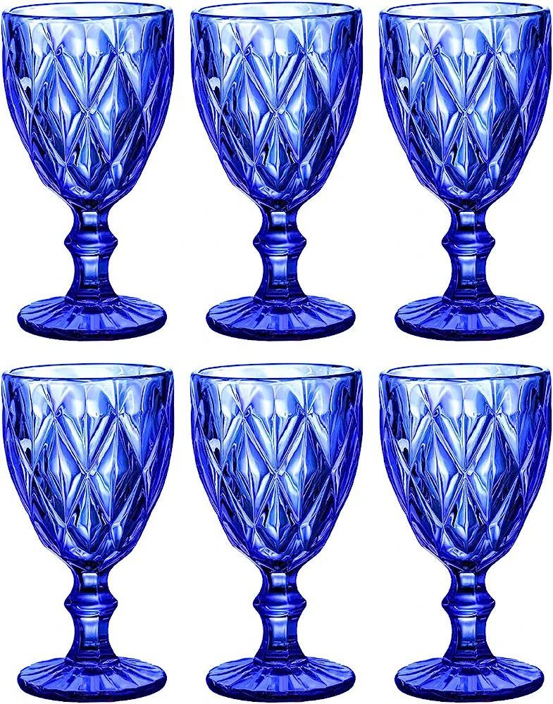 Heng River Colored Wine Glasses, Water Glass Goblets, Glass Drinkware Sets, Vintage Water Glass C... | Amazon (US)