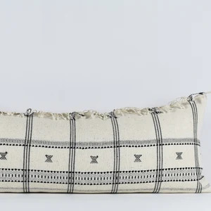 Fringe Long Lumbar Pillow Cover: White & Black Cotton, Hand Woven - Etsy | Etsy (US)