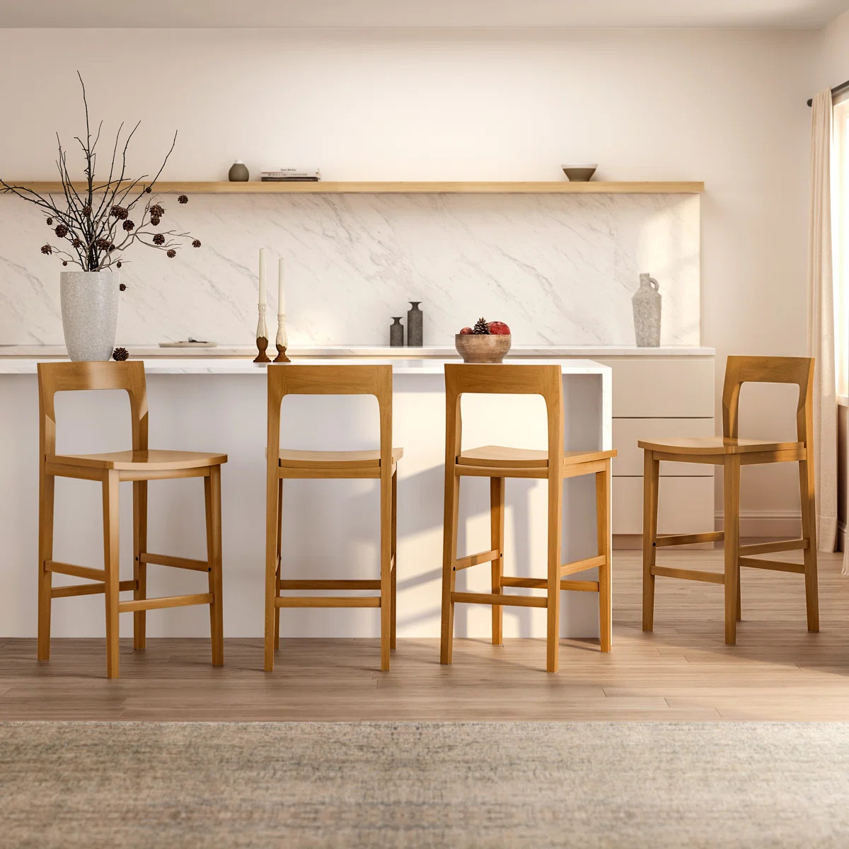 Solid Wood Counter Stool With Footrest | Wayfair North America