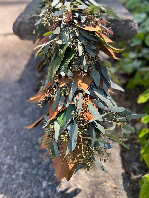 Fresh Handmade Seeded Eucalyptus and Magnolia Wedding Greenery Garland | Etsy (US)