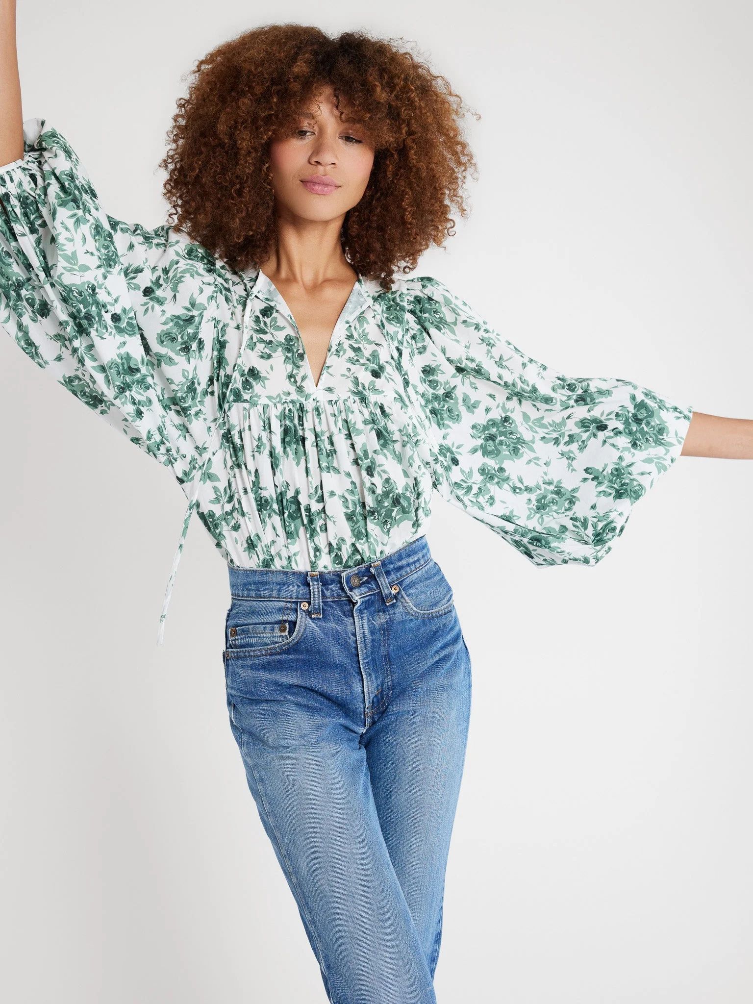Shop Mille - Charlie Top in Green Bouquet | Mille