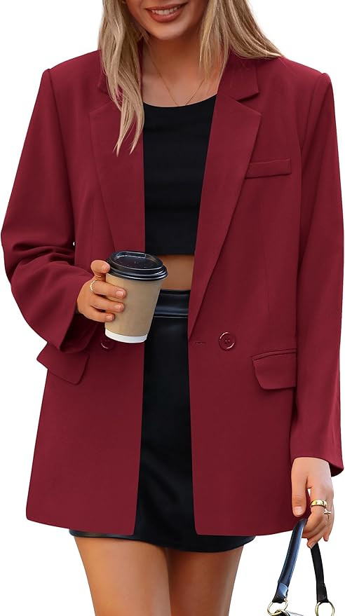 PRETTYGARDEN Fall 2025 Blazers for Women Business Casual Long Sleeve Lapel Pockets Dressy Suit Ja... | Amazon (US)