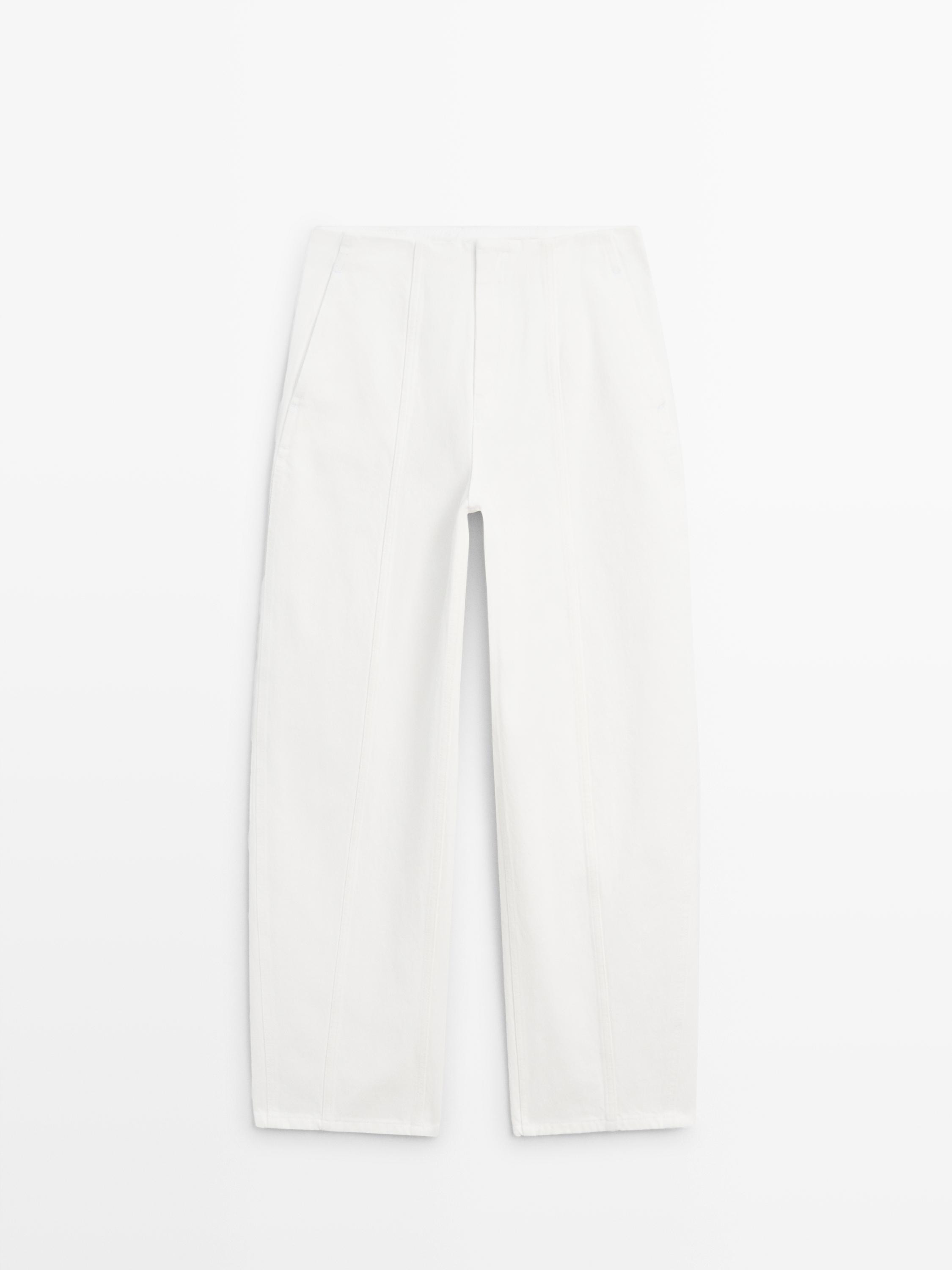 Barrel fit jeans with seam details | Massimo Dutti UK