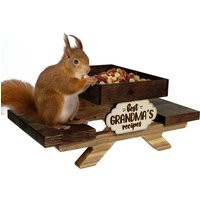 Funny Squirrel & Chipmunk Feeder For Outside, Picnic Table For Squirrels, Tray Fruit Nuts, Wildlife Animal Wooden Bench | Etsy (US)