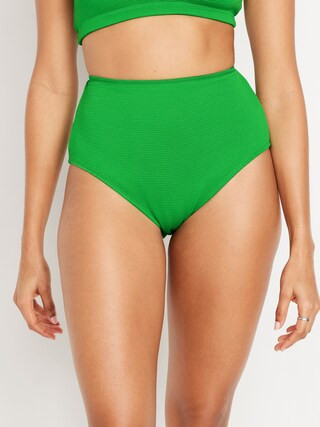 High-Waisted French-Cut Puckered Bikini Swim Bottoms | Old Navy (US)