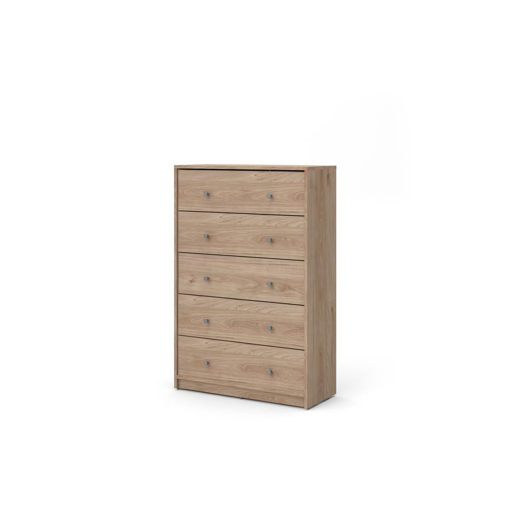 Portland 5 Drawer Jackson Hickory Chest of Drawers 42.56 in. H x 28.5 in. W x 11.73 in. D | The Home Depot