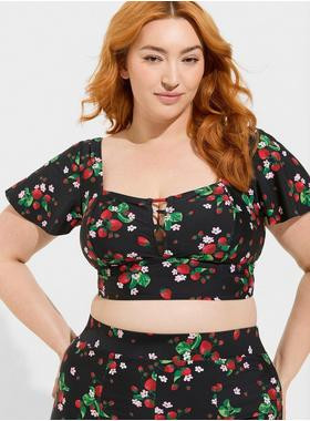 Retro Wireless Flutter Sleeve Bikini Top | Torrid (US & Canada)