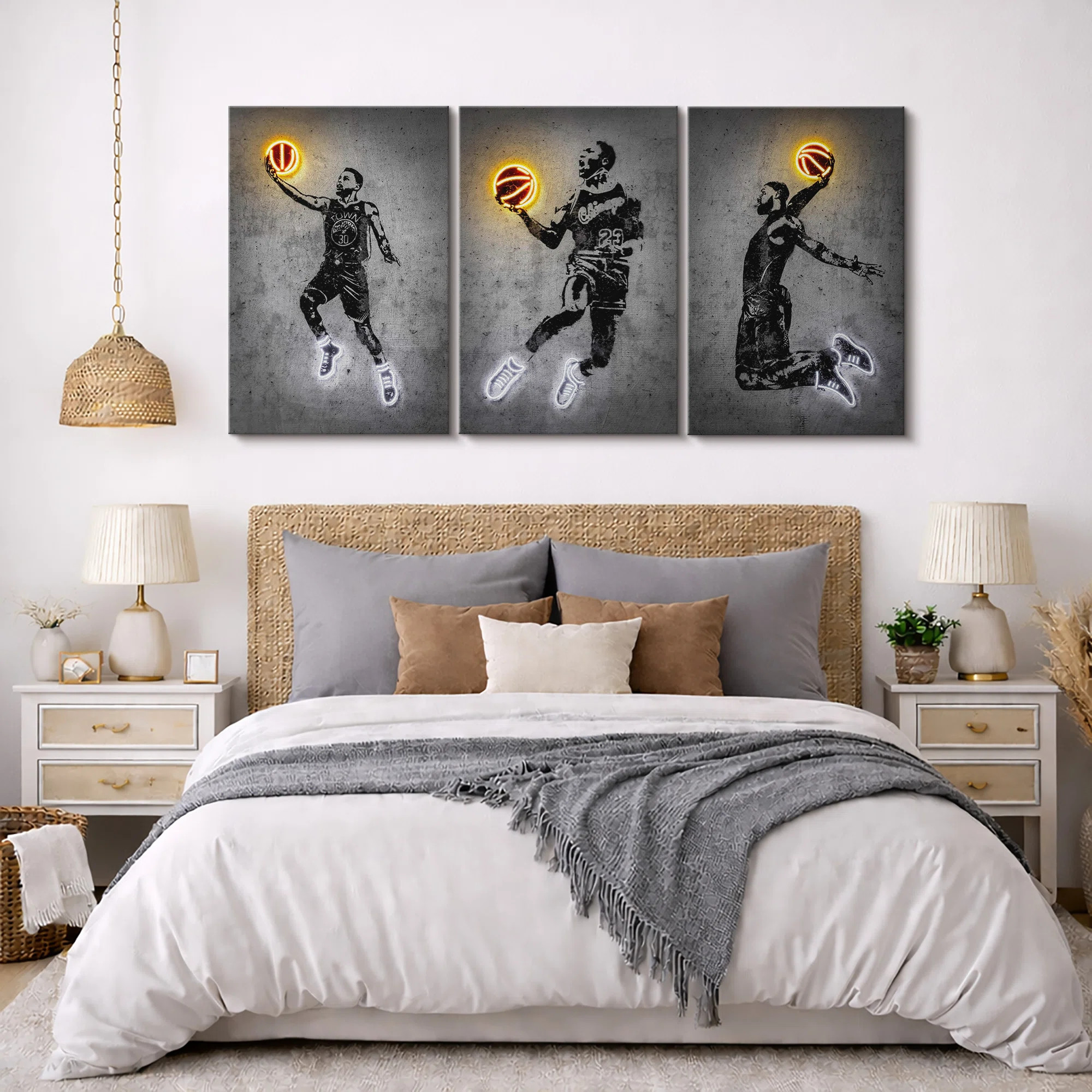 Basketball Player Slam Dunk Sports & Fitness, Athletes Pop Modern Boy's Bedroom Portrait Pictures... | Wayfair North America