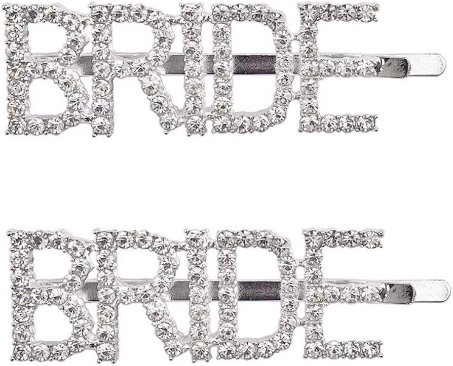 Messen Wedding Accessories Letters Bobby Hair Pins Headwear Luxury Crystal Rhinestones Hair Clips... | Amazon (US)