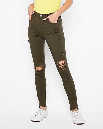 High Waisted Ripped Supersoft Leggings | Express