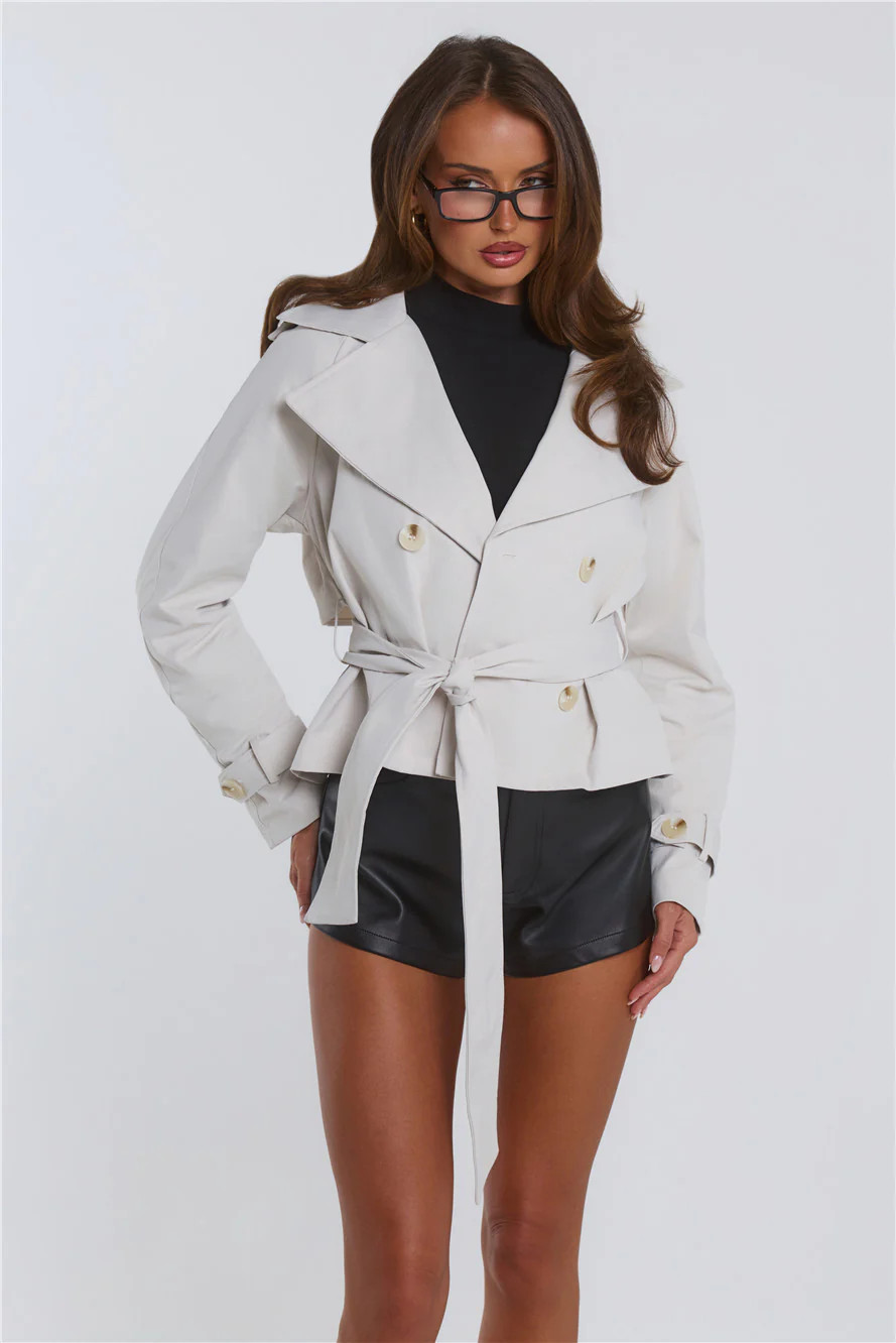 Trench Season Cropped Trench Coat Beige | Hello Molly (US)